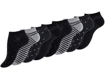 8 paar Dames sneakersokken - Dots Stripes - Zwart/Grijs-mix beschikbaar voor biedingen