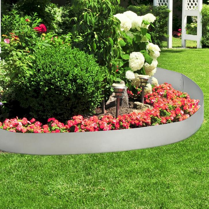 Borderrand set van 15 palissade staal verzinkt zilverkleurig, Huis en Inrichting, Slaapkamer | Bedden, Verzenden