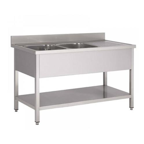 RVS Spoeltafel met bodemschap 600 diep - 2 bakken, Zakelijke goederen, Horeca | Keukenapparatuur, Nieuw zonder verpakking, Ophalen of Verzenden