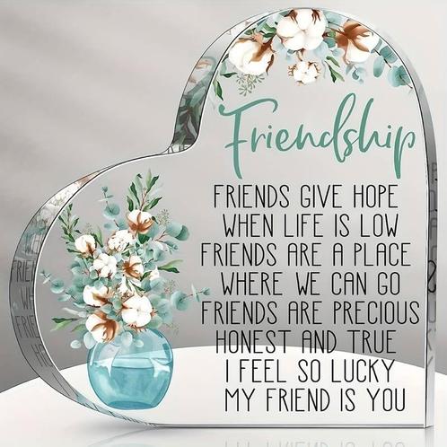 Hart van epoxy met bloem en decoratie friendship 10*1 cm, Hobby en Vrije tijd, Knutselen, Nieuw, Ophalen of Verzenden
