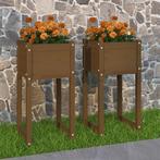 vidaXL Plantenbakken 2 st 40x40x81 cm massief grenenhout, Verzenden, Minder dan 60 cm, Nieuw, 60 cm of meer