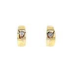 Gouden klapcreolen met zirkonia 14 krt, Sieraden, Tassen en Uiterlijk, Oorbellen, Verzenden, Zo goed als nieuw, Wit, Goud