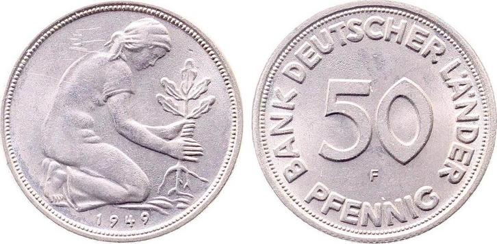 Duitsland 50 Pfennig 1949 F J 3379 bfr/stgl Bank duitser..., Postzegels en Munten, Munten | Europa | Niet-Euromunten, Verzenden