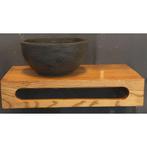 Waskom Sanilux Rond 20x12 cm Natuursteen met Massief Wood, Ophalen of Verzenden, Nieuw