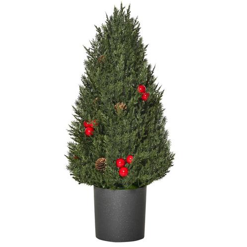 TRUUSK Kerstboom 50 Cm Cypressen-Kerstboom Met 7 Rode Bessen, Diversen, Kerst, Nieuw, Verzenden