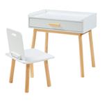 Kindertafel met kinderstoel Skjervøy naturel en wit [en.casa, Kinderen en Baby's, Kinderkamer | Tafels en Stoelen, Verzenden, Nieuw