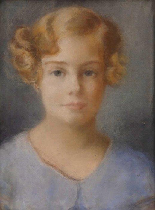Franse school (XIX) - NO RESERVE - Retrato de niña, Antiek en Kunst, Kunst | Schilderijen | Klassiek