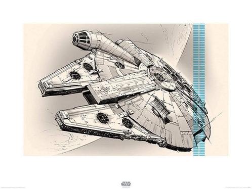 Kunstdruk Star Wars Episode VII Millennium Falcon Pencil Art, Huis en Inrichting, Woonaccessoires | Schilderijen, Tekeningen en Foto's