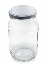 Glazen pot 1.7 liter met witte deksel en houten tang, Verzenden, Nieuw