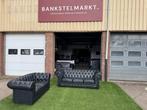 Bankstel CHESTERFIELD 3+2 zit banken zwart leer, Huis en Inrichting, Banken | Bankstellen, Design, Zo goed als nieuw, Rechte bank