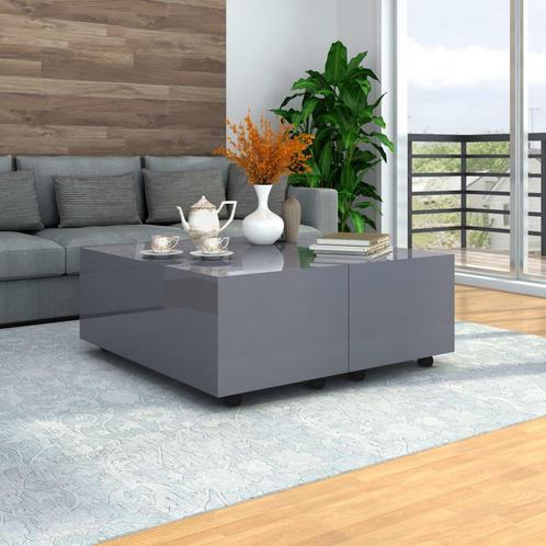 vidaXL Salontafel 100x100x35 cm hoogglans grijs, Huis en Inrichting, Tafels | Salontafels, 100 tot 150 cm, Nieuw, Overige houtsoorten