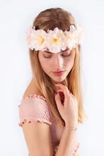 Bloemenkrans Haar Hibiscus Hawaii Crème Bloemen Haarband, Nieuw, Carnaval, Ophalen of Verzenden, Accessoires