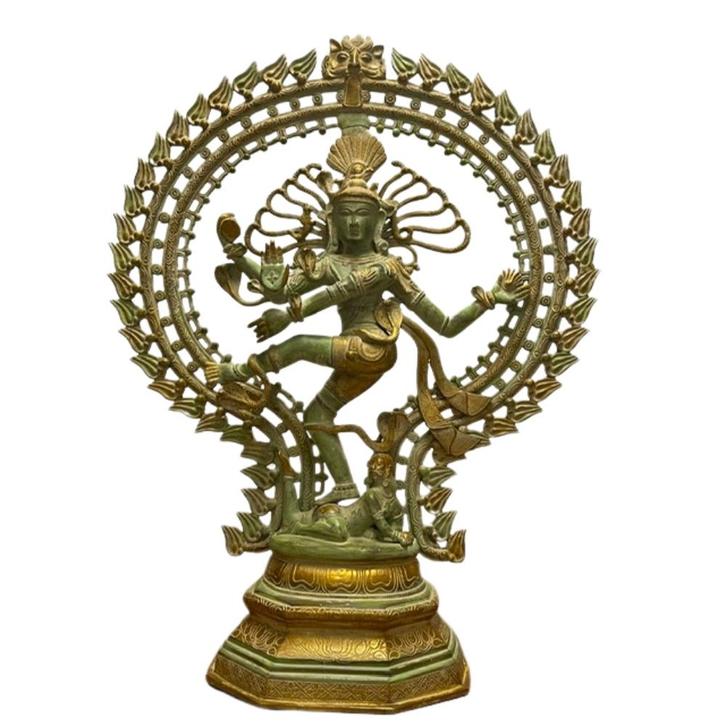Beeld Shiva Nataraj XXL Dubbele Ring - Brons/Messing, Verzamelen, Beelden en Beeldjes, Ophalen of Verzenden