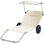 TRUUSK Set Van 2 Opvouwbare Zonneligstoelen Met Hoofdkussen,, Tuin en Terras, Overige Tuin en Terras, Verzenden, Nieuw