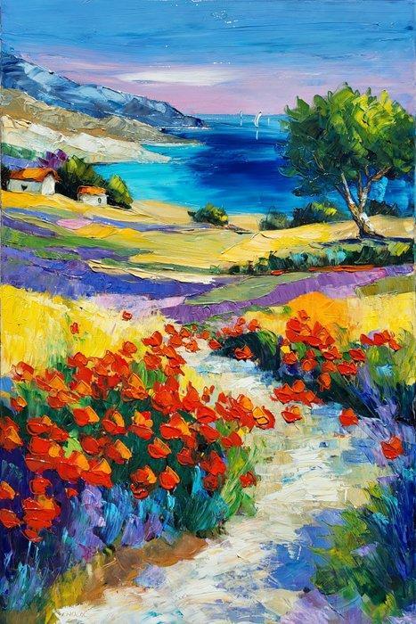 NOLAC - NOLAC - Chemin Corse (60x40 cm) - Huile Couteau -, Antiek en Kunst, Kunst | Schilderijen | Modern