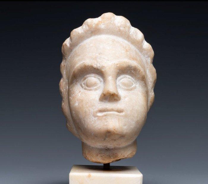 Oud-Romeins Marmer Man hoofd - 12 cm, Verzamelen, Mineralen en Fossielen