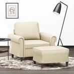 vidaXL Fauteuil met voetenbank 60 cm kunstleer crèmekleurig, Eenpersoons, Verzenden, Nieuw, Leer