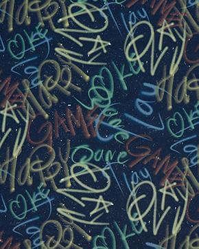 Soft Shell Graffiti Navy Blauw, Hobby en Vrije tijd, Stoffen en Lappen, Blauw, Nieuw