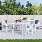 vidaXL Stoelkussens 4 st lage rug gestreept stof wit en, Verzenden, Nieuw