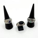 925 Zilver - India - 3-ringset - Turkse Agaat, Lapislazuli,