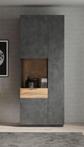 Vitrinekast | Grijs | Eiken 80cm | Glazen kast | Industrieel