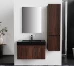 Badmeubel 80 x 45 x 50 cm walnoot 1 lade dikke wastafel met, Ophalen of Verzenden, Nieuw, Koper, Bad