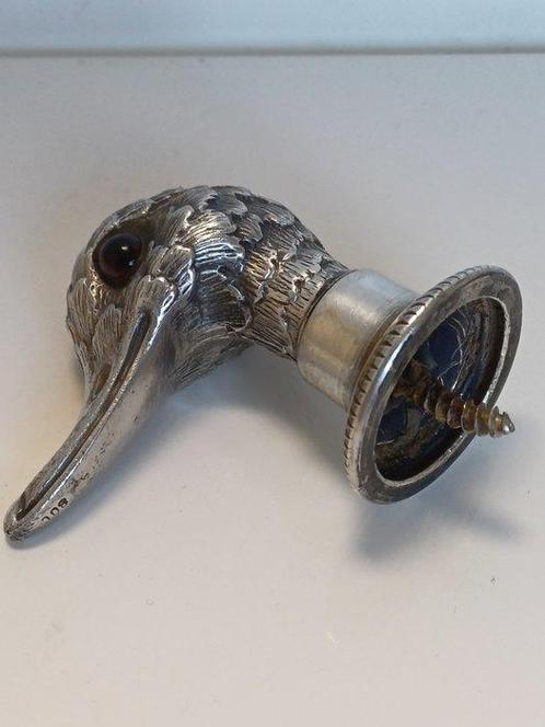Flessenkurk - .800 zilver - Zilver ornament eend, Antiek en Kunst, Antiek | Goud en Zilver