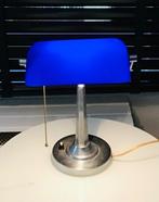 Lamp - Art Deco Bankers Bureaulamp Glas Dubbel Blauw Wit -, Antiek en Kunst, Curiosa en Brocante