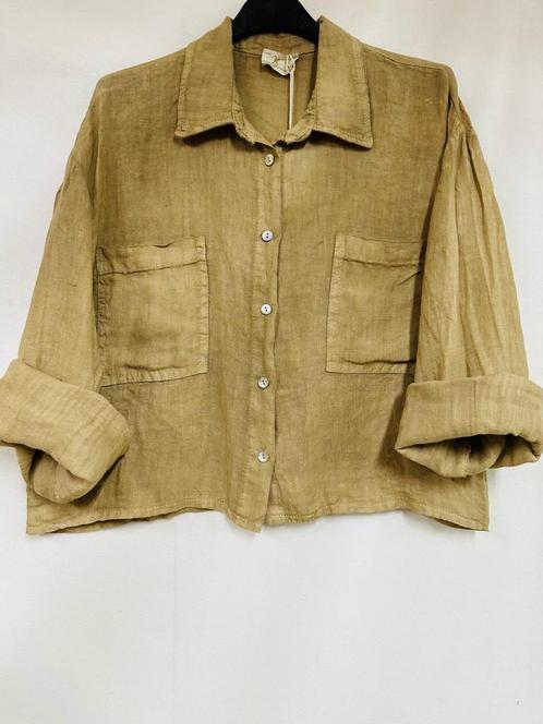 Linnen korte vest - lange mouwen - zakken - kraag - kleur, Kleding | Dames, Truien en Vesten