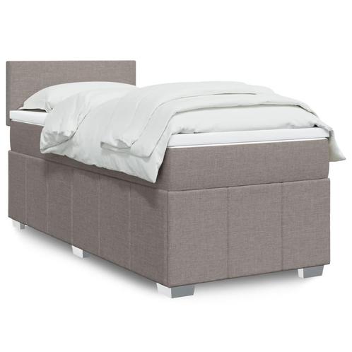 vidaXL Boxspring met matras stof taupe 90x190 cm, Huis en Inrichting, Slaapkamer | Bedden, 90 cm, 190 cm of minder, Eenpersoons