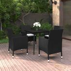 vidaXL 5-delige Tuinset met kussens poly rattan en glas, 4 zitplaatsen, Nieuw, Tuinset, Verzenden