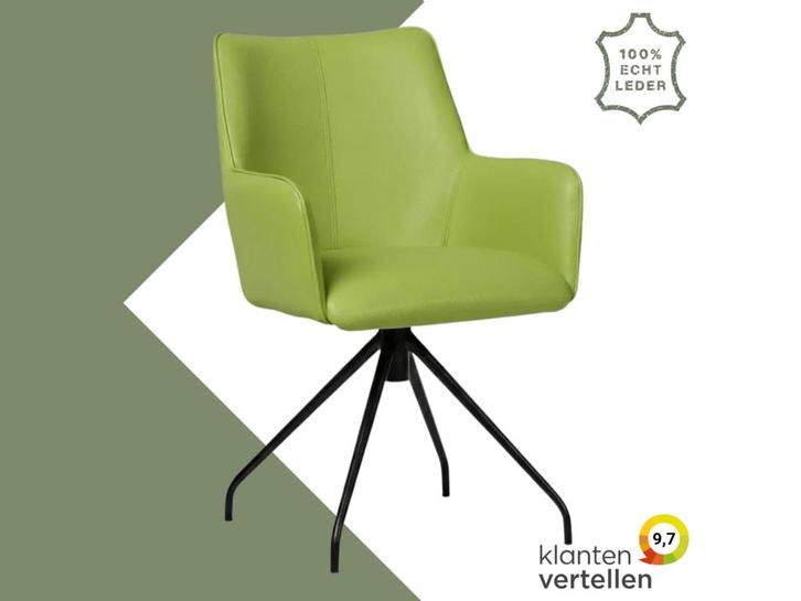 Leren draaibare eetkamerstoel Wave - Toledo Lime (felgroen), Huis en Inrichting, Barkrukken, 60 tot 90 cm, 1 kruk, Nieuw, Leer
