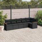 vidaXL 6-delige Loungeset met kussens poly rattan zwart, Verzenden, Nieuw, Rotan, Loungeset