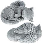 Tuinbeeld poes met engelen vleugels - Graf/Tuindecoratie, Tuin en Terras, Tuinbeelden, Verzenden, Nieuw, Kunststof, Dierenbeeld