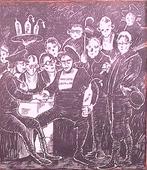 Parodie van de Schuttersmaaltijd op spotprent (Lithos), Antiek en Kunst, Kunst | Litho's en Zeefdrukken, Verzenden