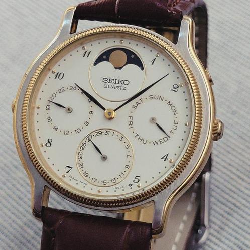 Seiko - Moonphase Triple Calender Coin Edge Dres Watch - JDM, Sieraden, Tassen en Uiterlijk, Horloges | Antiek