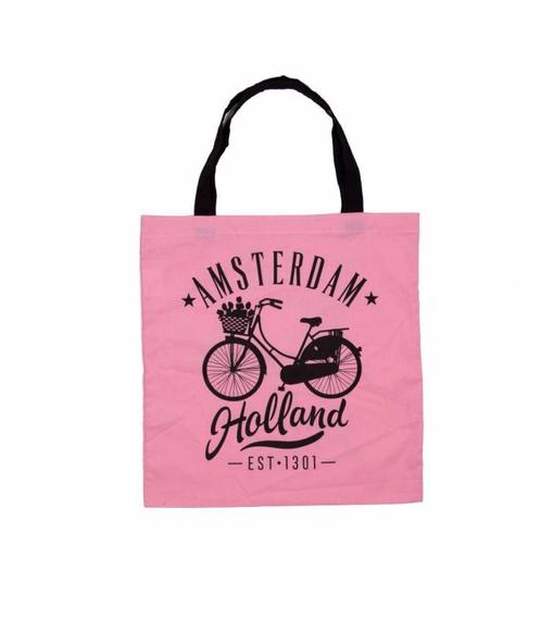 Tas katoen fiets Amsterdam Holland roze, Kleding | Heren, Schoenen, Nieuw, Ophalen of Verzenden