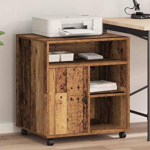 vidaXL Printerstand met opslag Oud hout 60 x 50 x 67 cm, Computers en Software, Printers, Nieuw, Verzenden