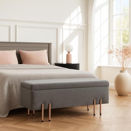 Bankje Dals met opbergruimte 100x40x42 cm grijs [en.casa], Huis en Inrichting, Slaapkamer | Slaapbanken, Verzenden