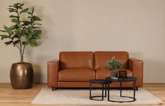 Leren bank – 2,5-zits, Huis en Inrichting, Banken | Bankstellen, Nieuw, Leer, Ophalen of Verzenden