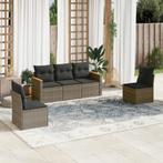 vidaXL 5-delige Loungeset met kussens poly rattan grijs, Verzenden, Nieuw, Rotan, Loungeset