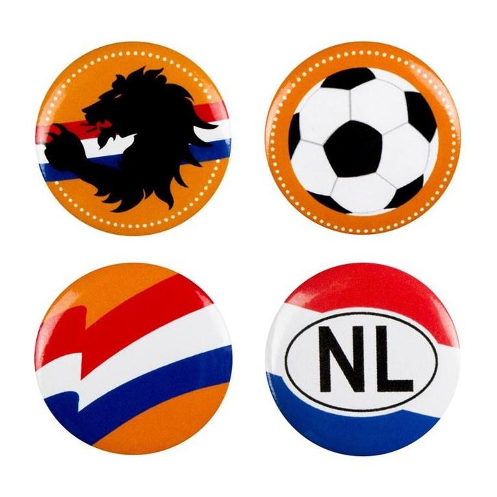 4 Buttons Nederland, Hobby en Vrije tijd, Feestartikelen, Verzenden