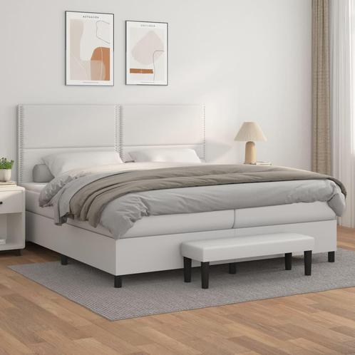 vidaXL Boxspring met matras kunstleer wit 200x200 cm, Huis en Inrichting, Slaapkamer | Bedden, Overige maten, 200 cm, Wit, Tweepersoons