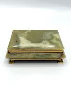 Sieradendoos - Messing, Onyx - Vintage onyx sieradendoos, Antiek en Kunst, Curiosa en Brocante