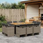 vidaXL 11-delige Tuinset met kussens poly rattan grijs, Tuin en Terras, Meer dan 8 zitplaatsen, Nieuw, Tuinset, Verzenden