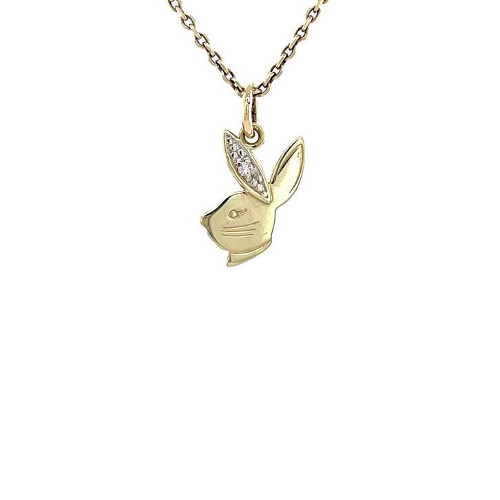 Gouden haas hanger 14 karaat, Sieraden, Tassen en Uiterlijk, Kettinghangers, Wit, Zo goed als nieuw, Goud, Verzenden