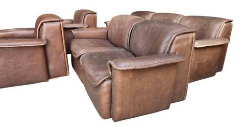de Sede - De Sede Design Team - Zitgroep (4) - DS 12 - Leder, Antiek en Kunst, Antiek | Meubels | Stoelen en Banken