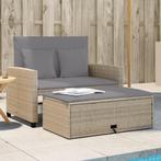 vidaXL Tuinbank 2-zits met kussens poly rattan beige, Verzenden, Nieuw, Rotan