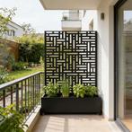 Tuinscherm Bernalda met plantenbak op wielen 186x120x40 cm z, Verzenden, Nieuw