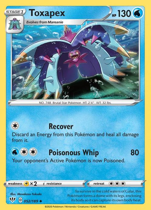 Toxapex 052/189 Darkness Ablaze, Hobby en Vrije tijd, Verzamelkaartspellen | Pokémon, Losse kaart, Nieuw, Foil, Ophalen of Verzenden